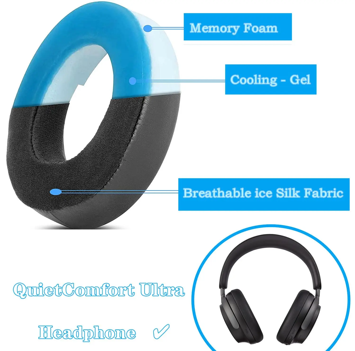 MOUDUNG Cooling Gel Ear Pads f - Bose Headphone Qc Ultra ulasan dan harga
