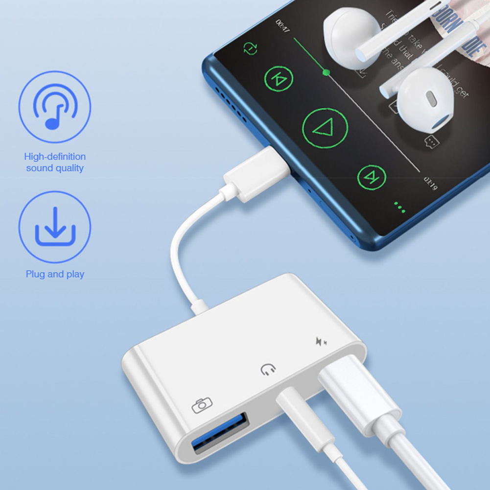 3 in 1 Type C to 3.5mm Jack Ea - Earphone Splitter Jack ulasan dan harga