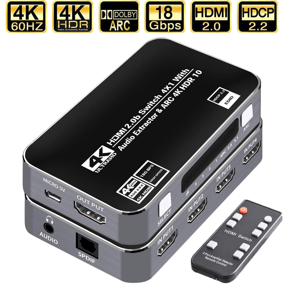 60Hz 4K HDMI Switch HDR HDMI A - Earphone Splitter Jack ulasan dan harga